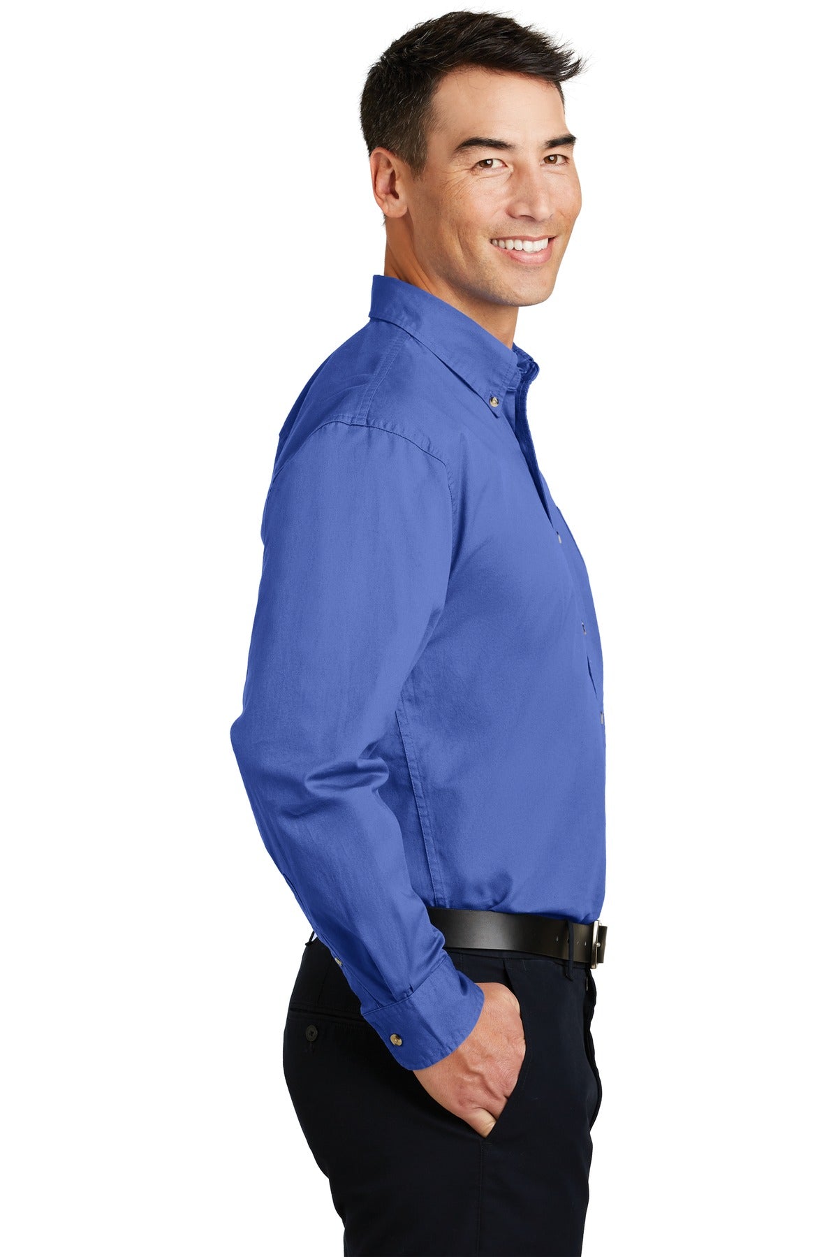 Faded Blue Port Authority Long Sleeve Twill Shirt. S600T