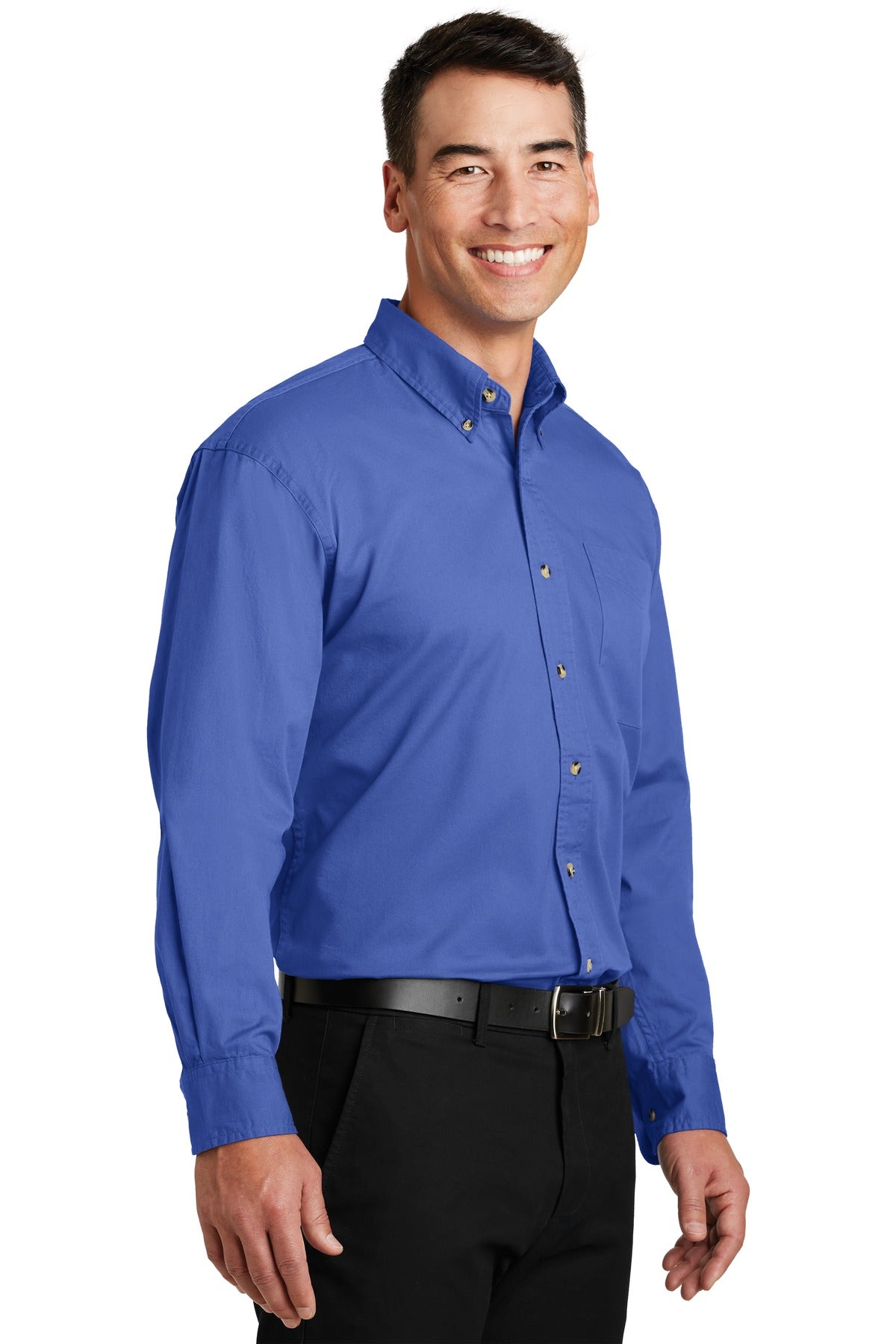 Faded Blue Port Authority Long Sleeve Twill Shirt. S600T