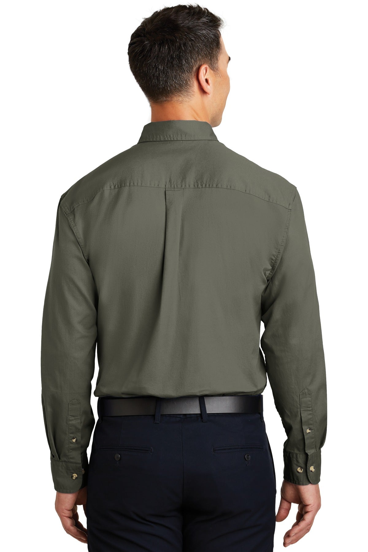 Faded Olive Port Authority Long Sleeve Twill Shirt. S600T