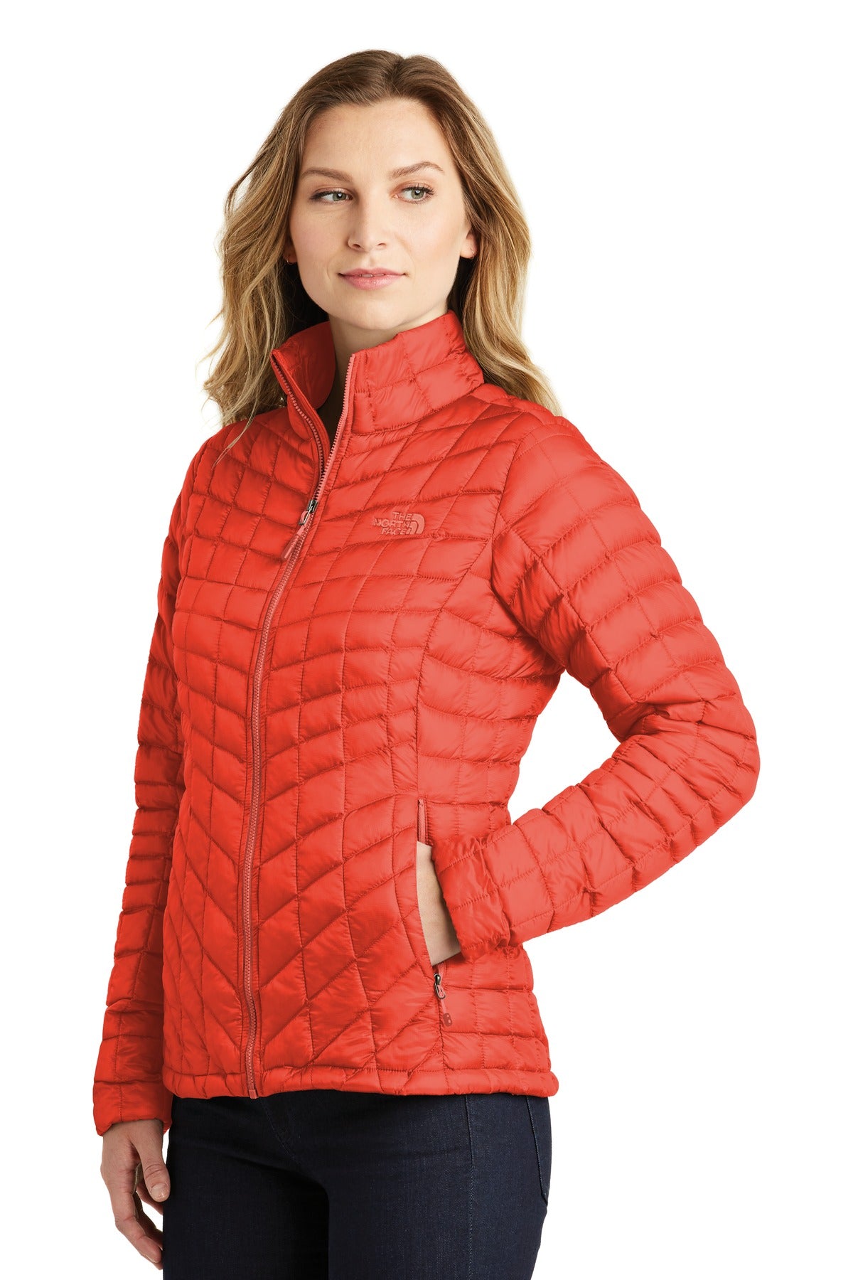 Fire Brick Red The North Face Women's ThermoBall Trekker Jacket. NF0A3LHK