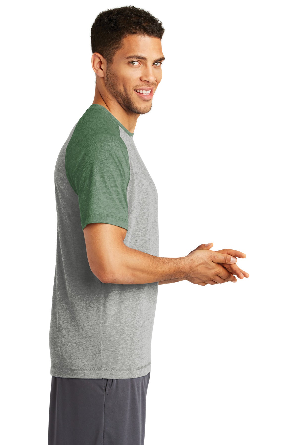 For Grn He/LGH Sport-Tek PosiCharge Tri-Blend Wicking Raglan Tee. ST400