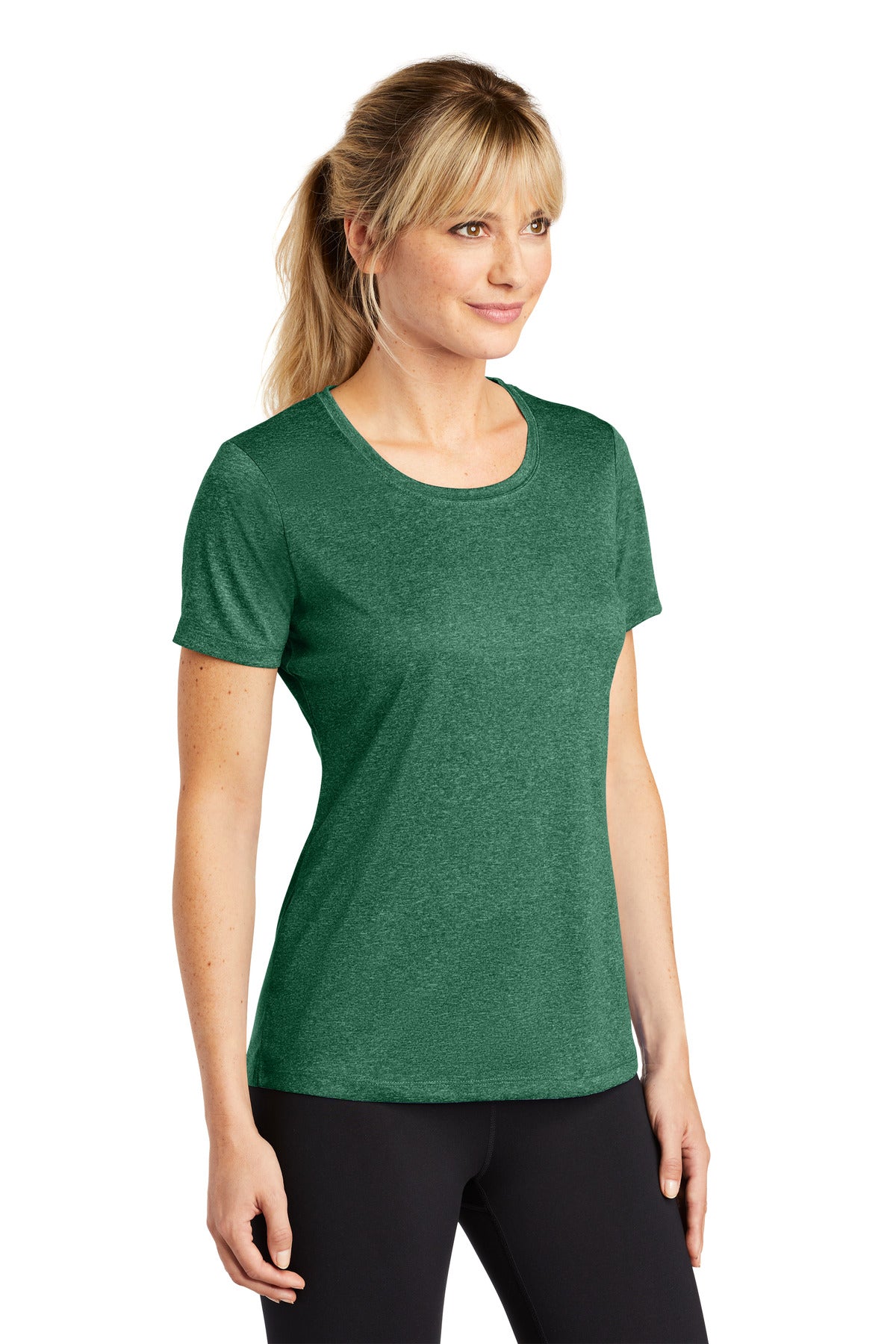 For Grn Hthr Sport-Tek Women's Heather Contender Scoop Neck Tee. LST360