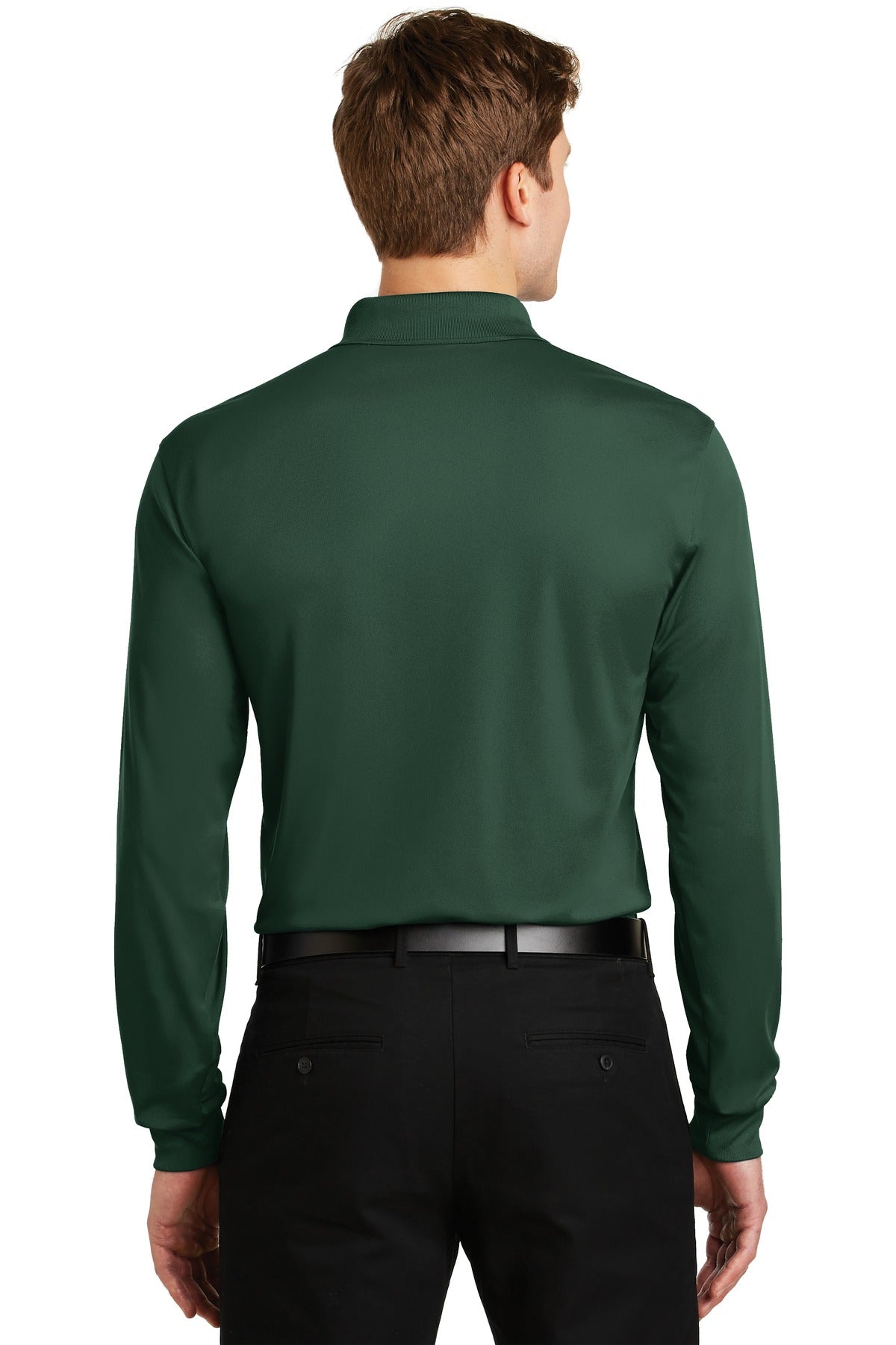 Forest Green Sport-Tek Long Sleeve Micropique Sport-Wick Polo. ST657