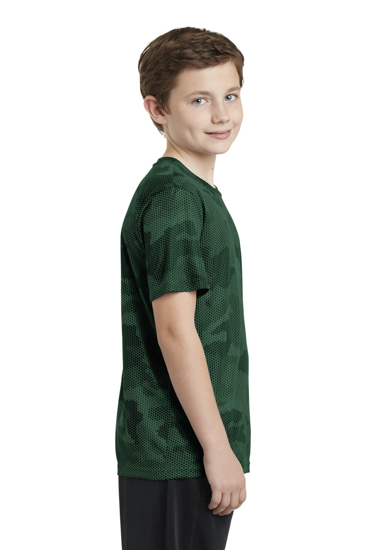 Forest Green Sport-Tek Youth CamoHex Tee. YST370