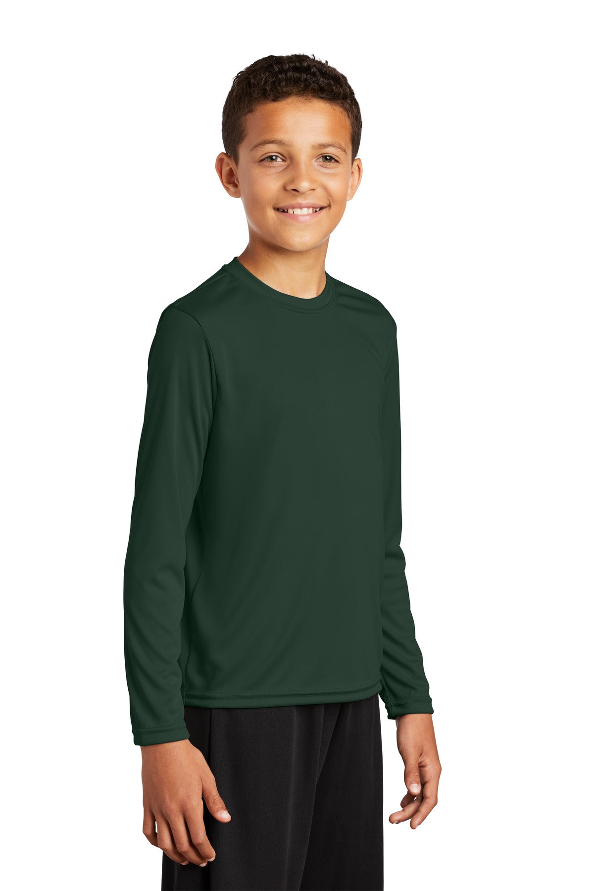 Forest Green Sport-Tek Youth Long Sleeve PosiCharge Competitor Tee. YST350LS
