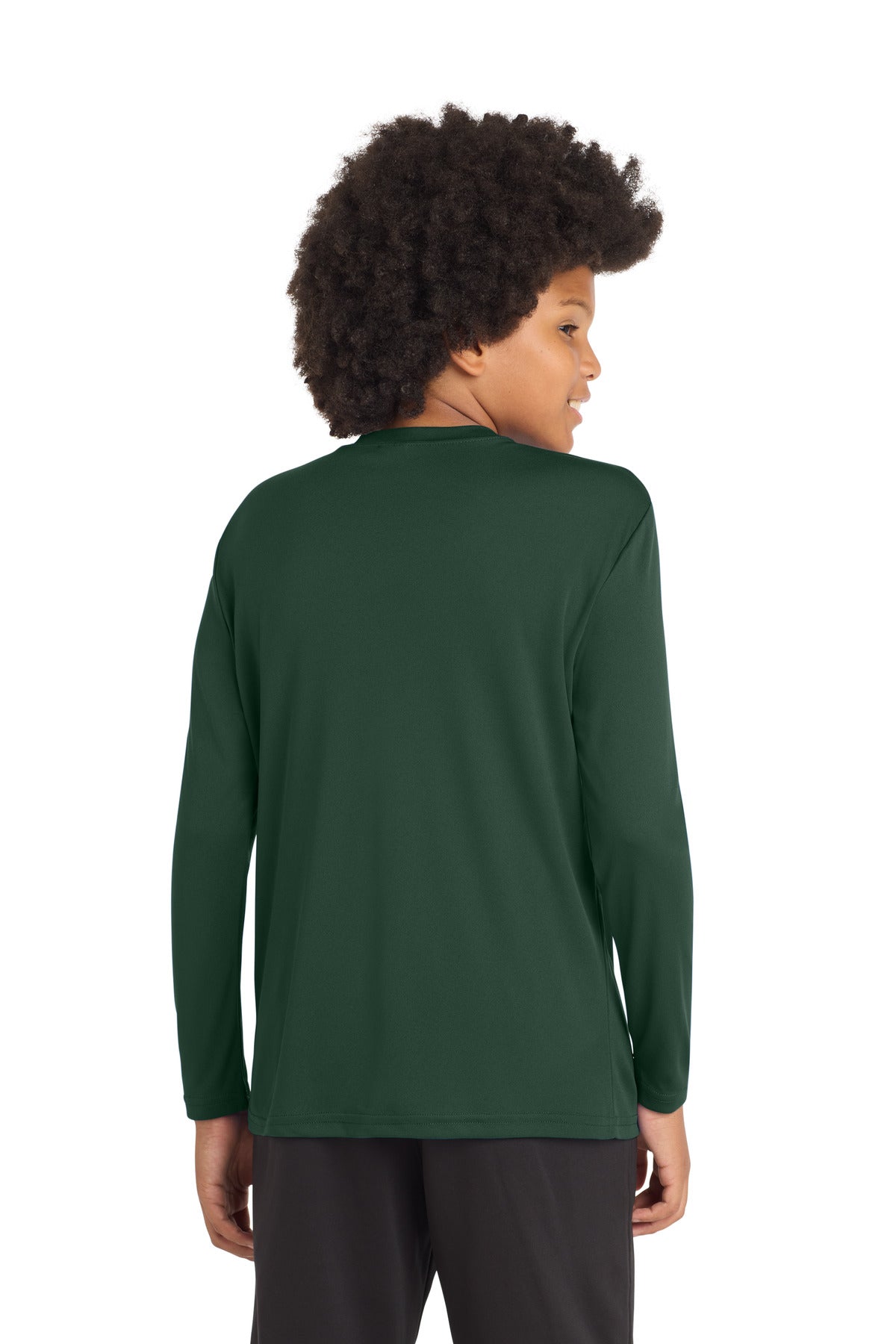 Forest Green Sport-Tek Youth Long Sleeve PosiCharge Competitor Tee. YST350LS