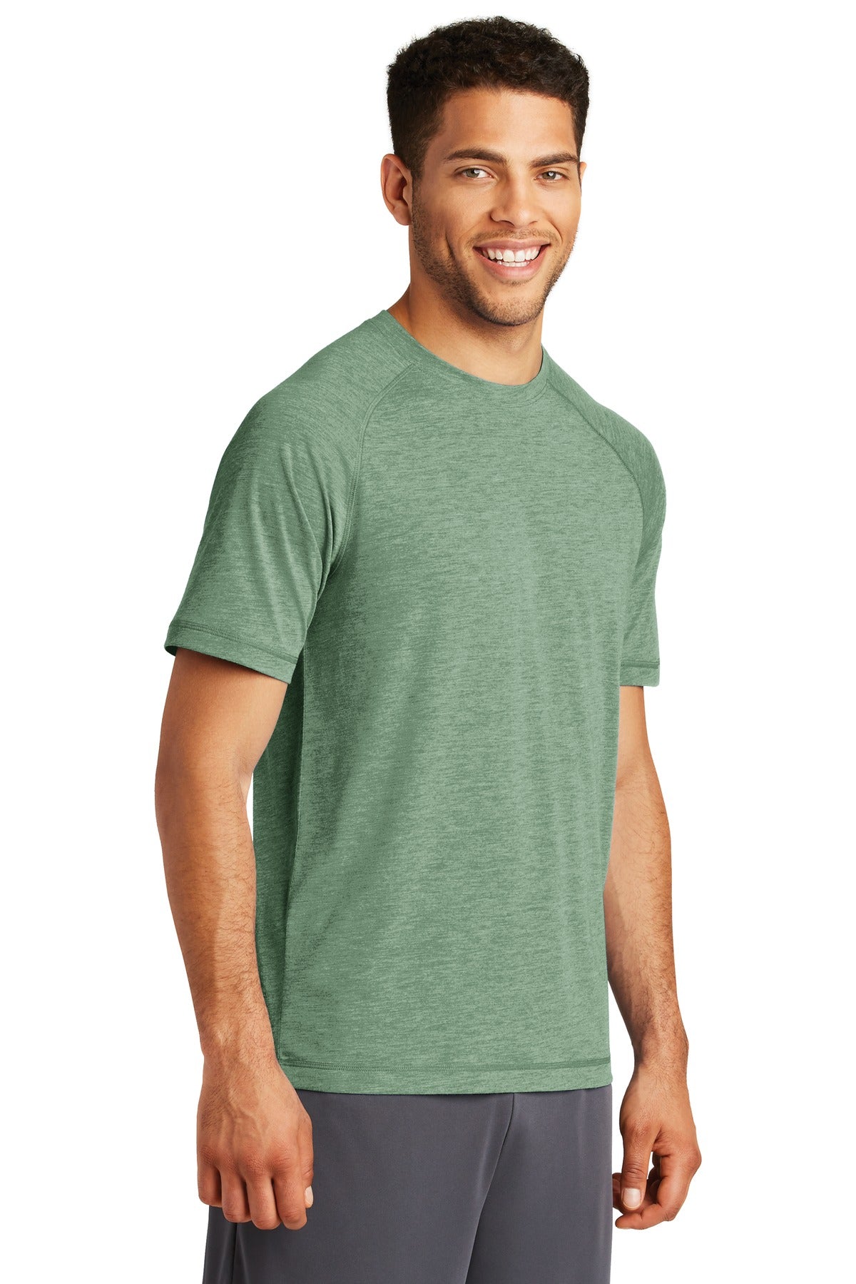 Forest Grn Hth Sport-Tek PosiCharge Tri-Blend Wicking Raglan Tee. ST400