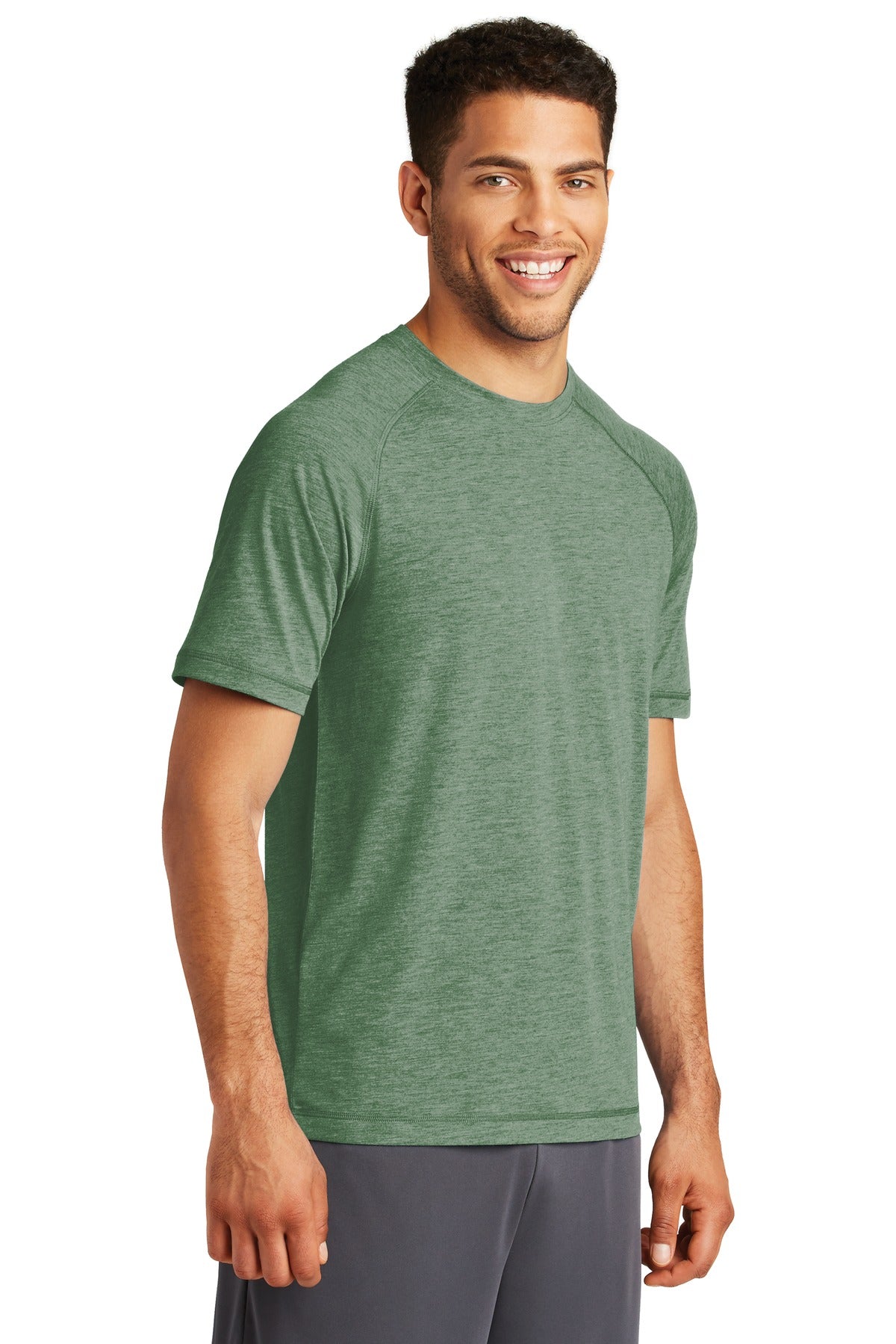 Forest Grn Hth Sport-Tek PosiCharge Tri-Blend Wicking Raglan Tee. ST400