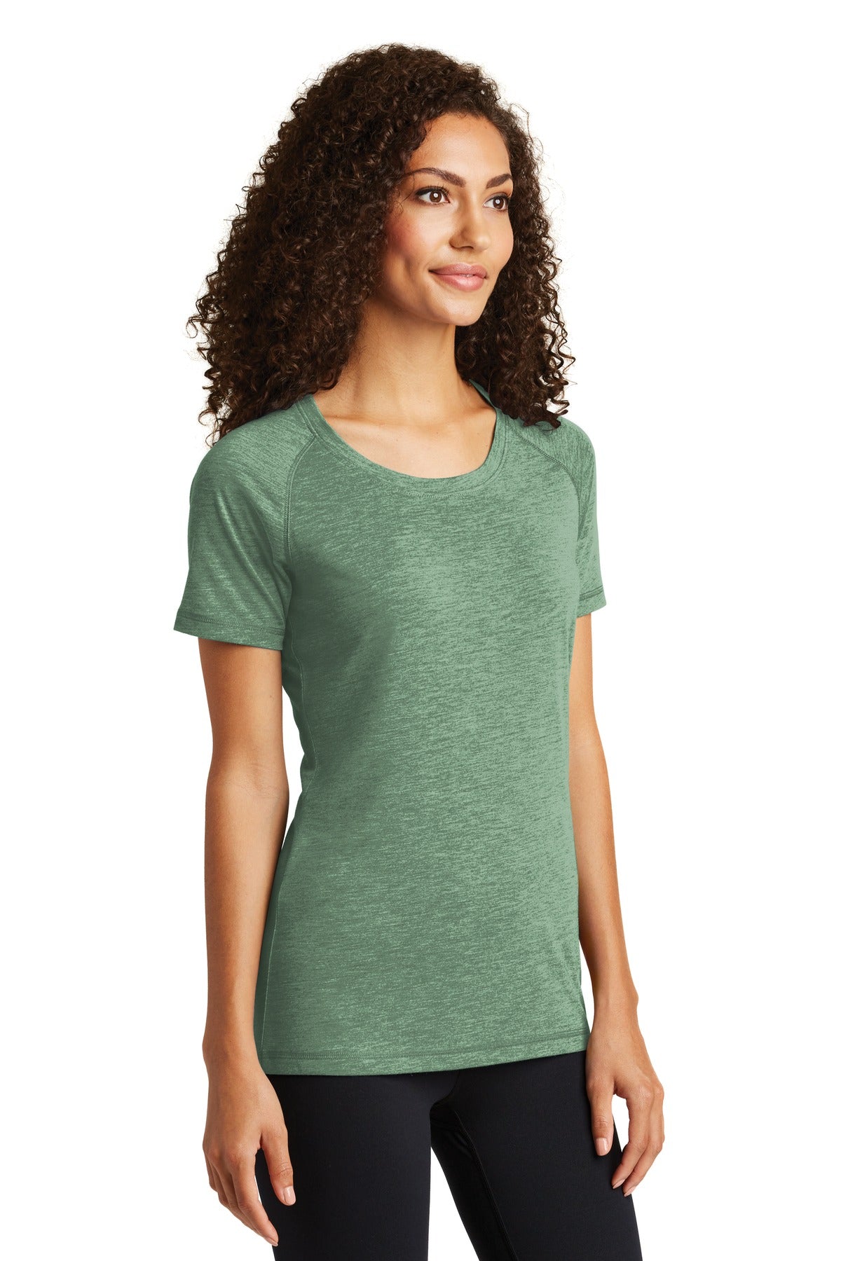 Forest Grn Hth Sport-Tek Women's PosiCharge Tri-Blend Wicking Scoop Neck Raglan Tee. LST400