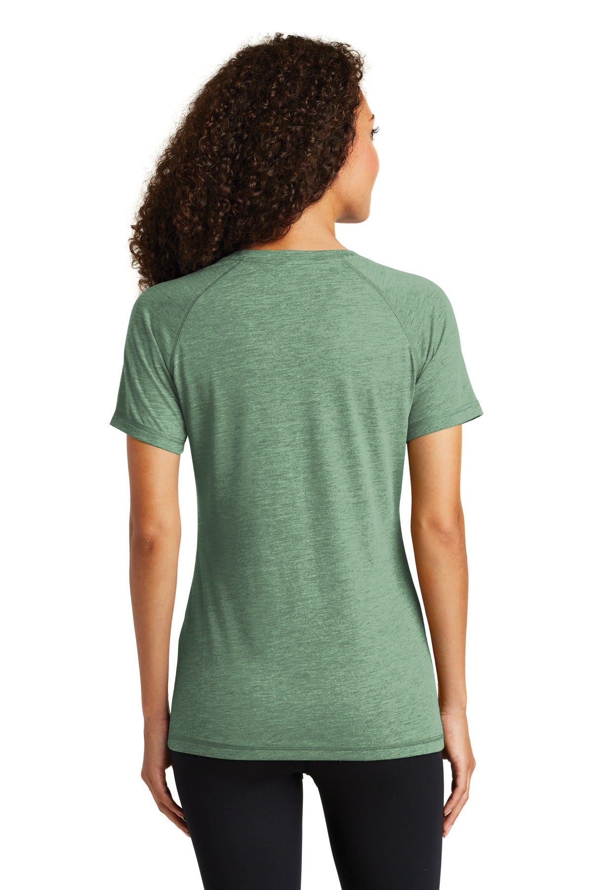 Forest Grn Hth Sport-Tek Women's PosiCharge Tri-Blend Wicking Scoop Neck Raglan Tee. LST400