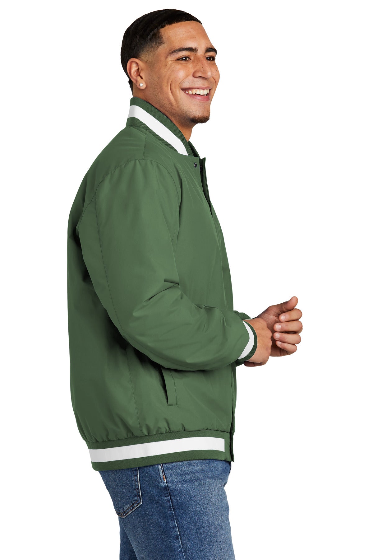 ForestGrn Sport-Tek Insulated Varsity Jacket JST58