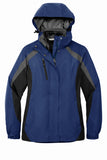 Front View of Ad Blu/Blk/Gry Port Authority Women's Colorblock 3-in-1 Jacket. L321