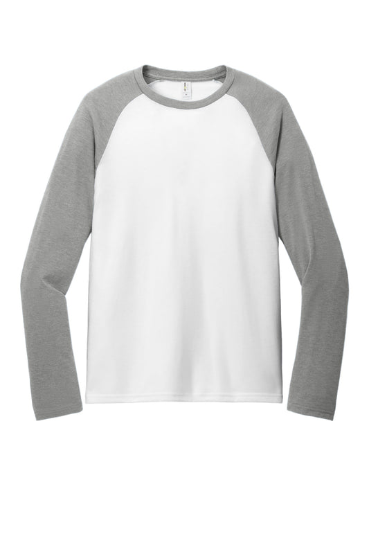 Front View of AlumGy/BtW Allmade Unisex Tri-Blend Long Sleeve Colorblock Raglan AL6009