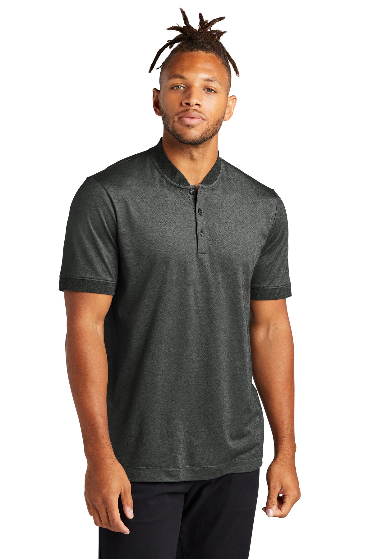 Front View of AnchorGyHt Mercer+Mettle Stretch Pique Henley MM1008