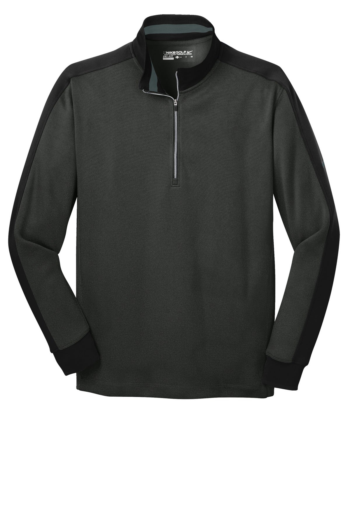 Front View of Anth Hthr/Blk Nike Dri-FIT 1/2-Zip Cover-Up. 578673