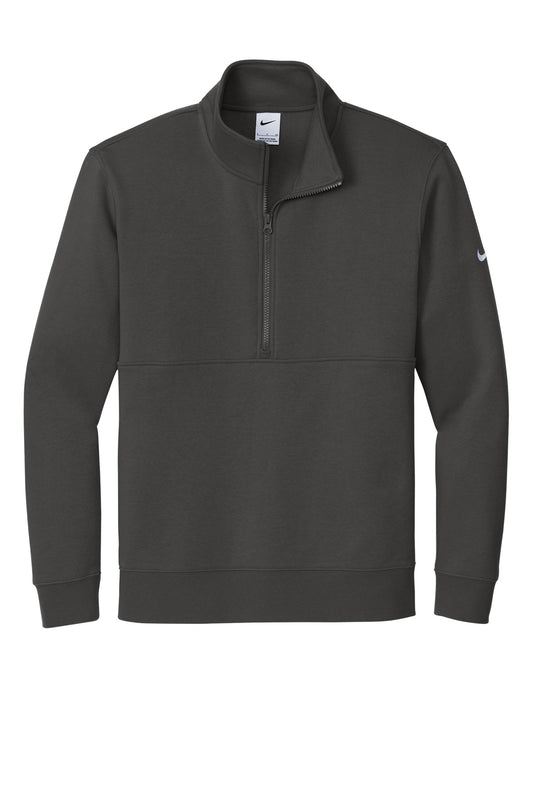 Front View of Anthracite Nike Club Fleece Sleeve Swoosh 1/2-Zip NKDX6718