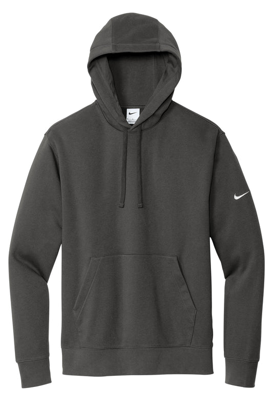 Front View of Anthracite Nike Club Fleece Sleeve Swoosh Pullover Hoodie NKDR1499