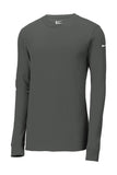 Front View of Anthracite Nike Dri-FIT Cotton/Poly Long Sleeve Tee. NKBQ5230