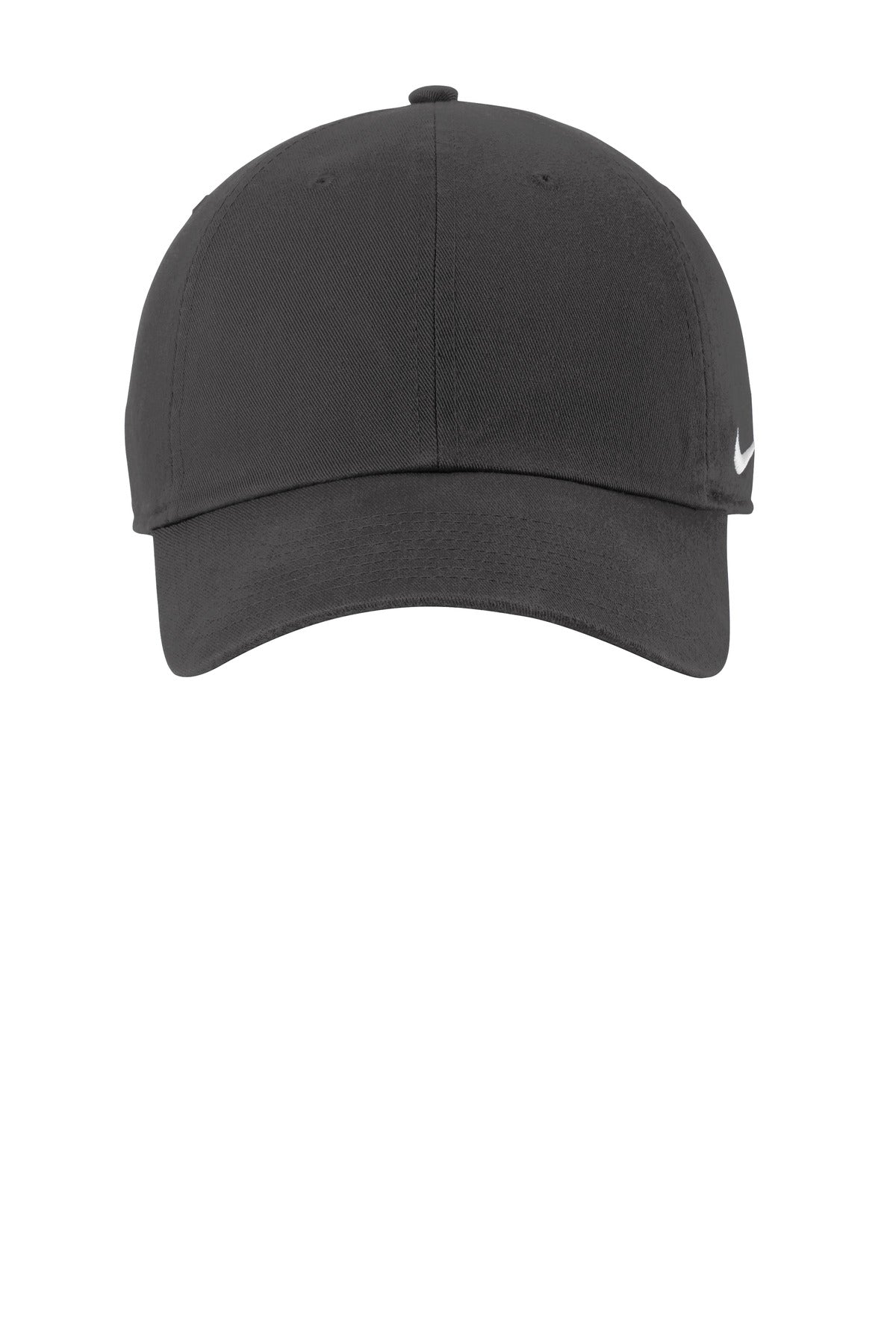 Front View of Anthracite Nike Heritage Cotton Twill Cap NKFB5677