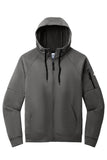 Front View of Anthracite Nike Therma-FIT Pocket Full-Zip Fleece Hoodie NKFD9859