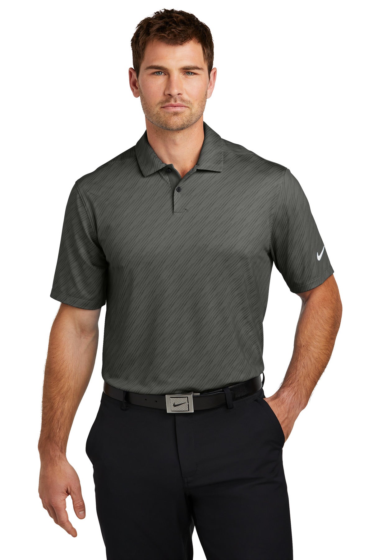 Front View of Anthracite Nike Vapor Dash Polo NKDX6688