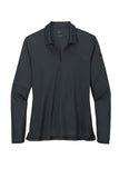 Front View of Anthracite Nike Women's Dri-FIT Micro Pique 2.0 Long Sleeve Polo NKDC2105