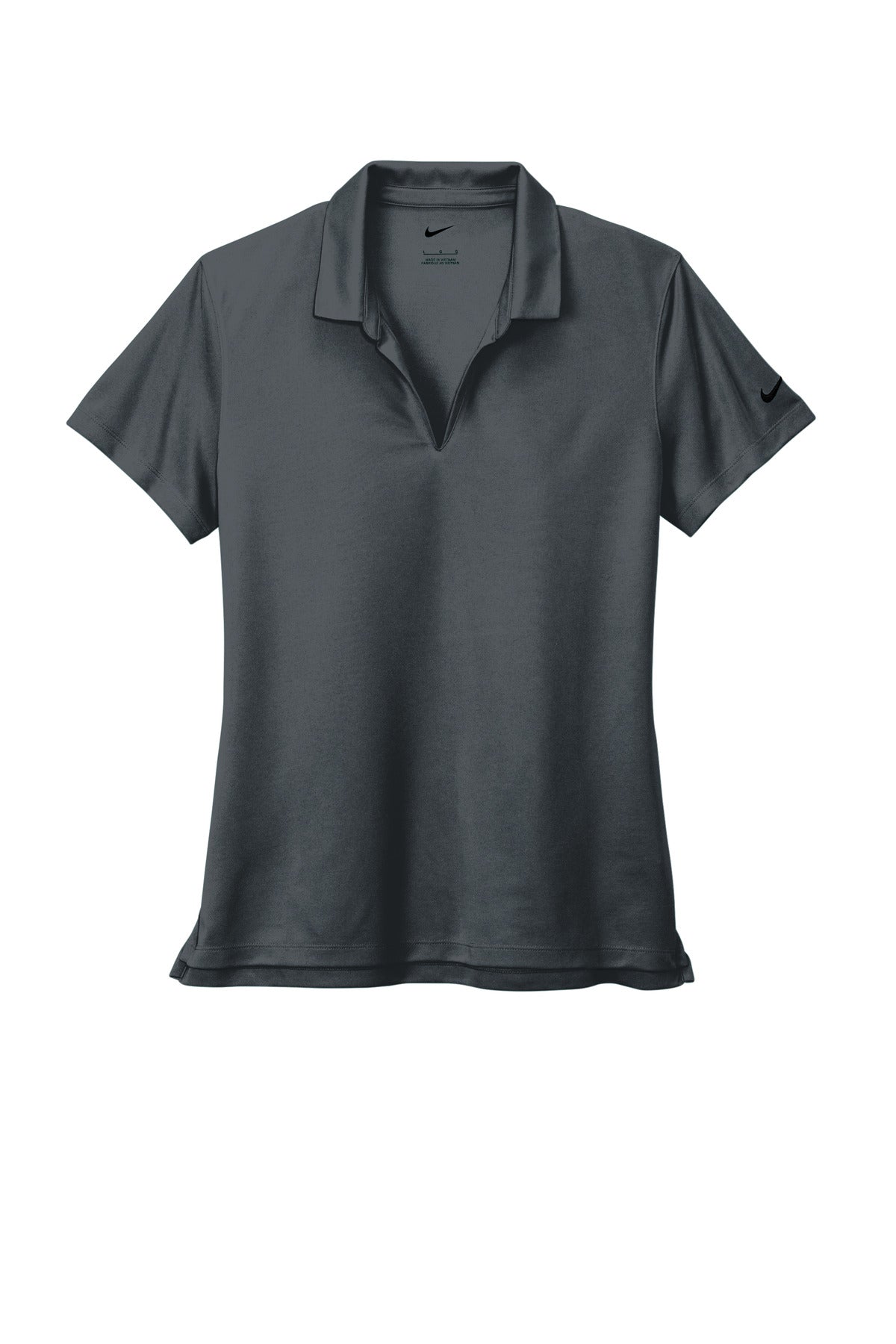 Front View of Anthracite Nike Women's Dri-FIT Micro Pique 2.0 Polo NKDC1991