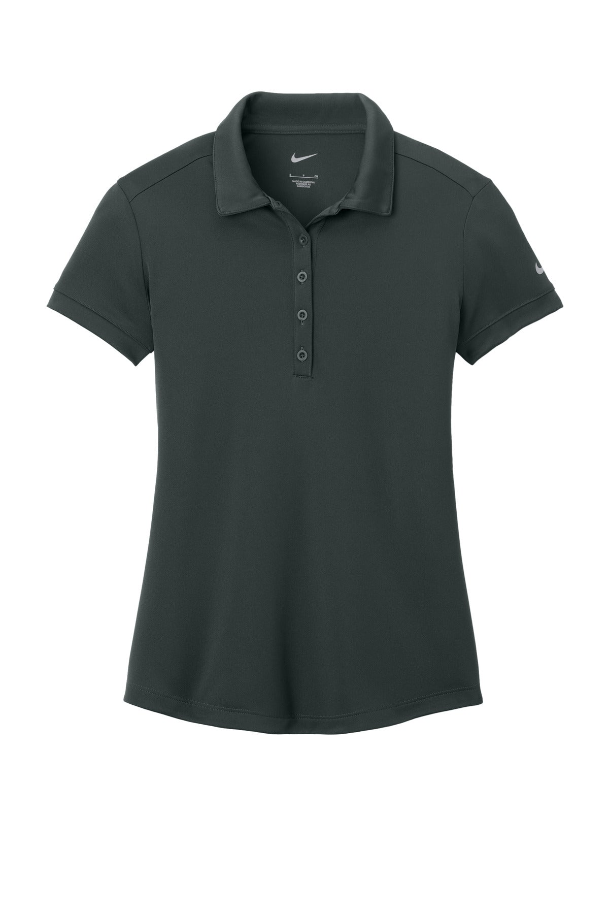 Front View of Anthracite Nike Women's Dri-FIT Players Modern Fit Polo. 811807