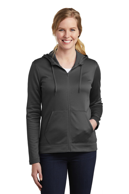 Front View of Anthracite Nike Women's Therma-FIT Full-Zip Fleece Hoodie. NKAH6264