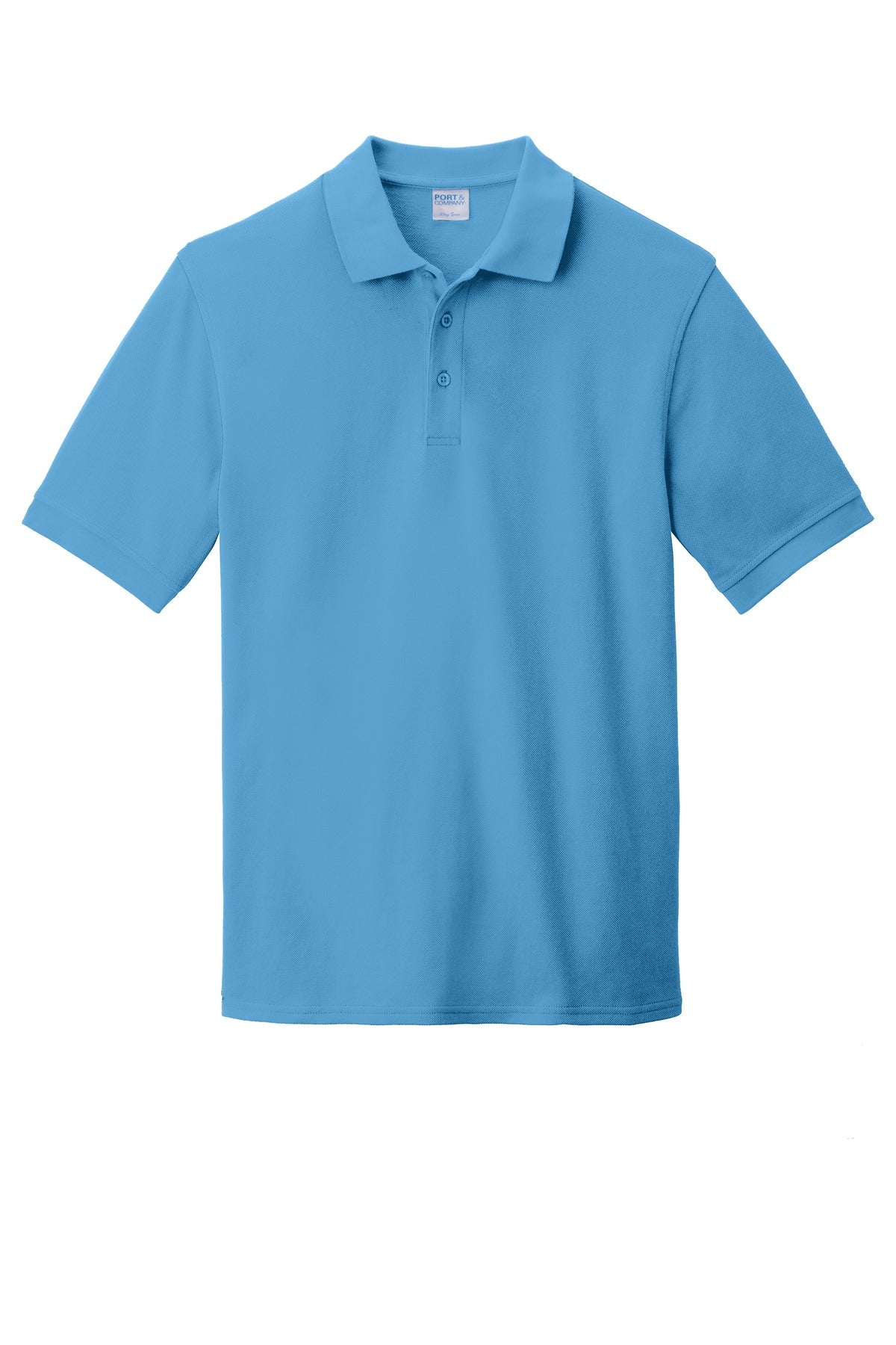 Front View of Aquatic Blue Port & Company Combed Ring Spun Pique Polo. KP1500
