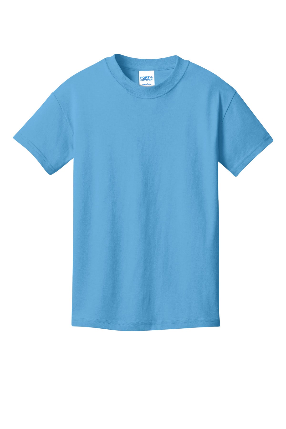 Front View of AquaticBl Port & Company Youth Core Cotton DTG Tee PC54YDTG
