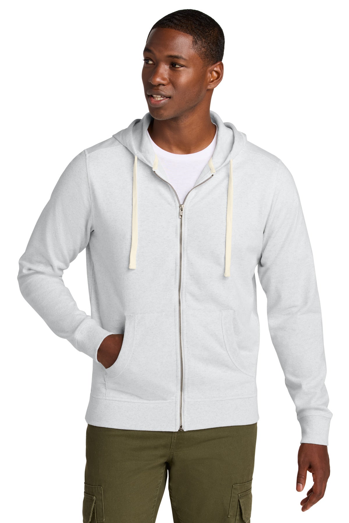 Front View of Ash District Re-Fleece Full-Zip Hoodie DT8102