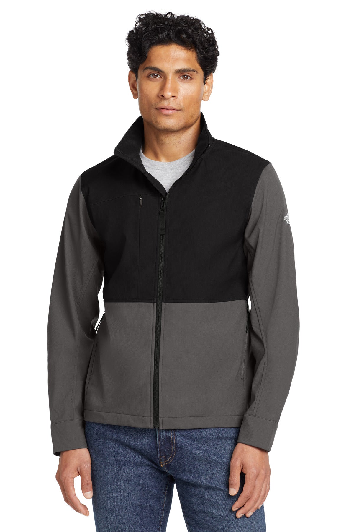 Front View of Asphalt Grey The North Face Castle Rock Soft Shell Jacket. NF0A552Z