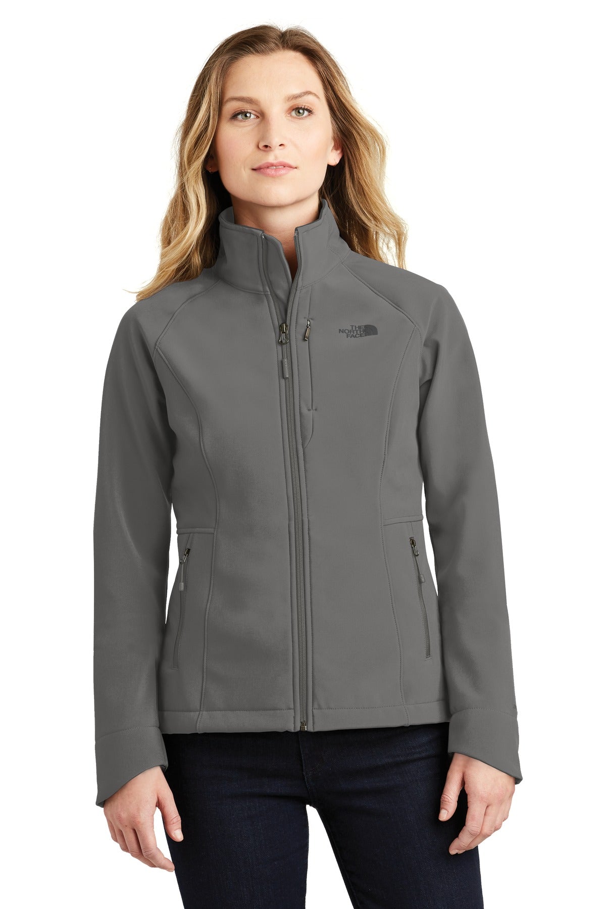 Front View of Asphalt Grey The North Face Women's Apex Barrier Soft Shell Jacket. NF0A3LGU