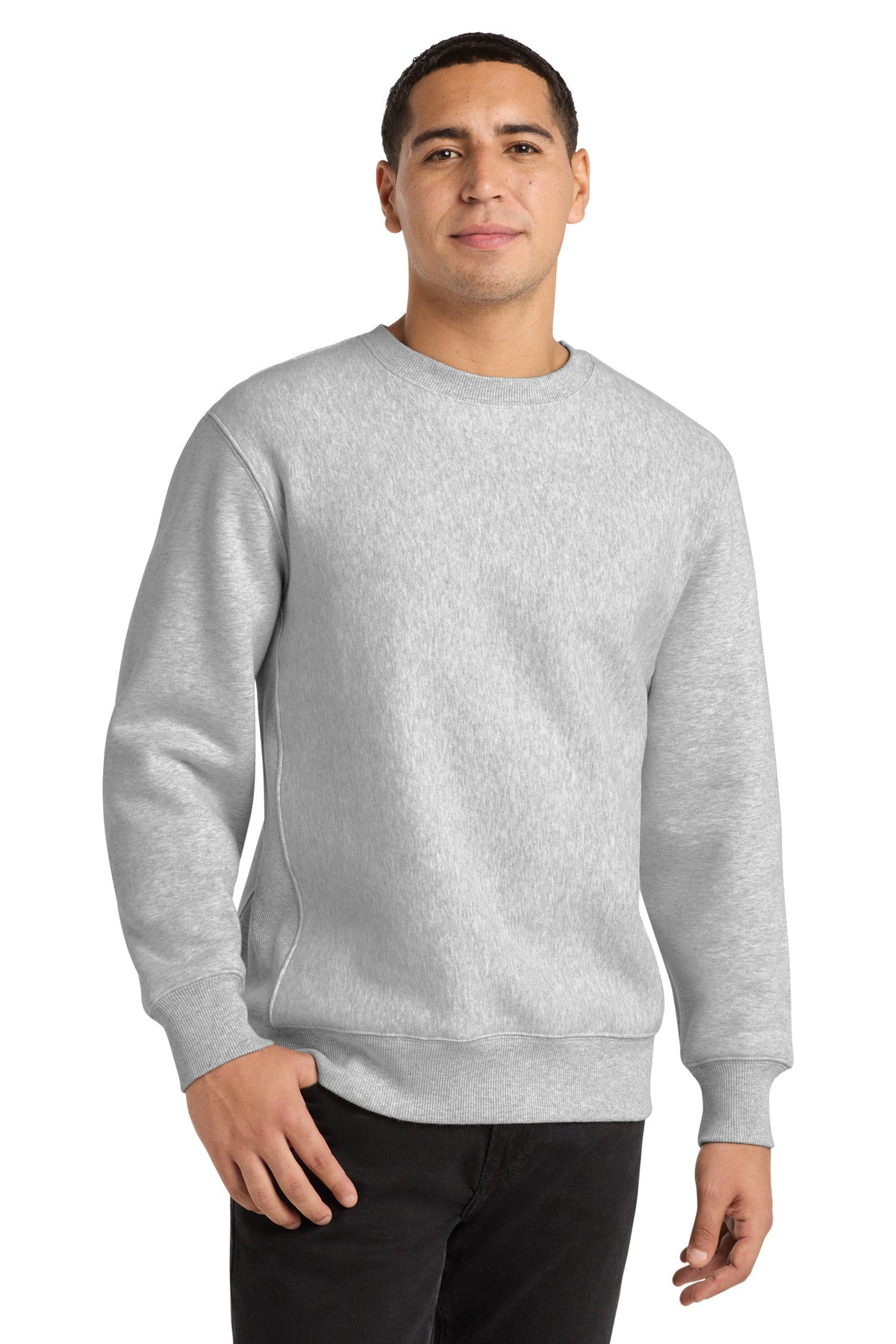 Front View of Ath Heather Sport-Tek Super Heavyweight Crewneck Sweatshirt. F280