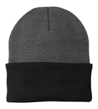 Front View of Ath Oxford/Blk Port & Company Knit Cap. CP90