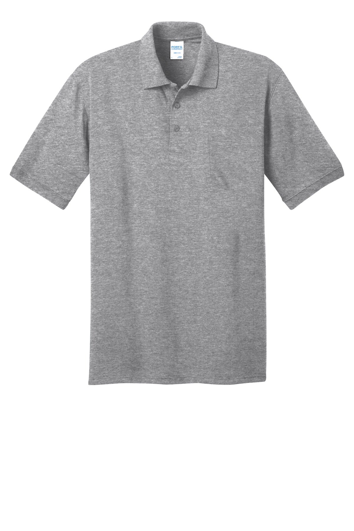 Front View of Athletic Hthr Port & Company Core Blend Jersey Knit Pocket Polo. KP55P