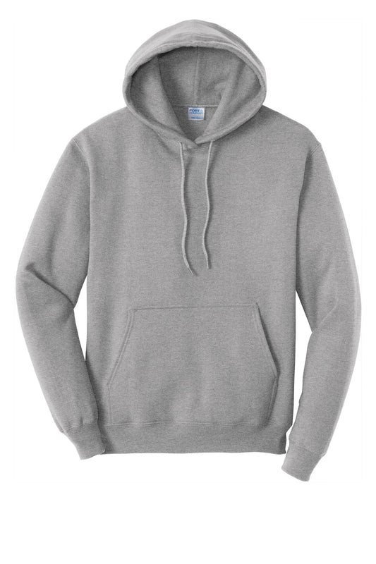 Front View of Athletic Hthr Port & Company Tall Core Fleece Pullover Hooded Sweatshirt PC78HT