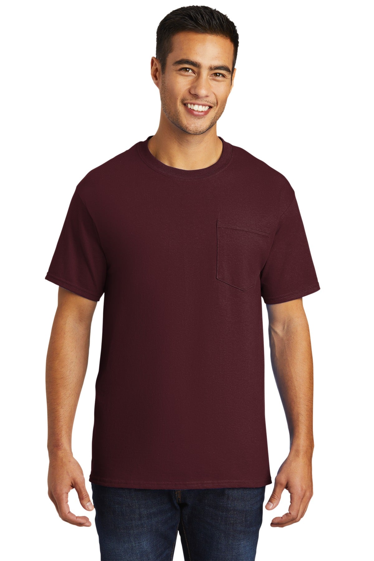 Front View of Athletic Marn Port & Company - Tall Essential Pocket Tee. PC61PT