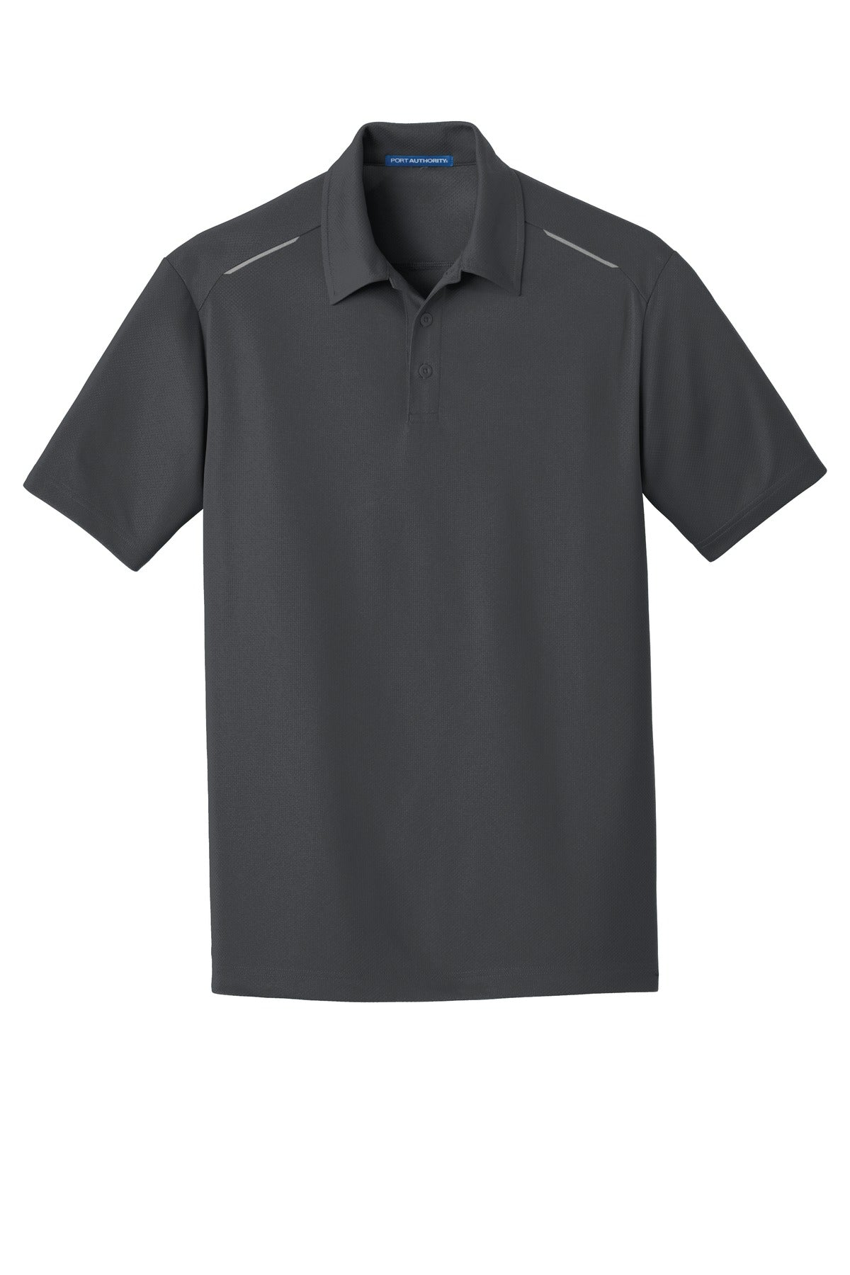 Front View of Battleship Gry Port Authority Pinpoint Mesh Polo. K580