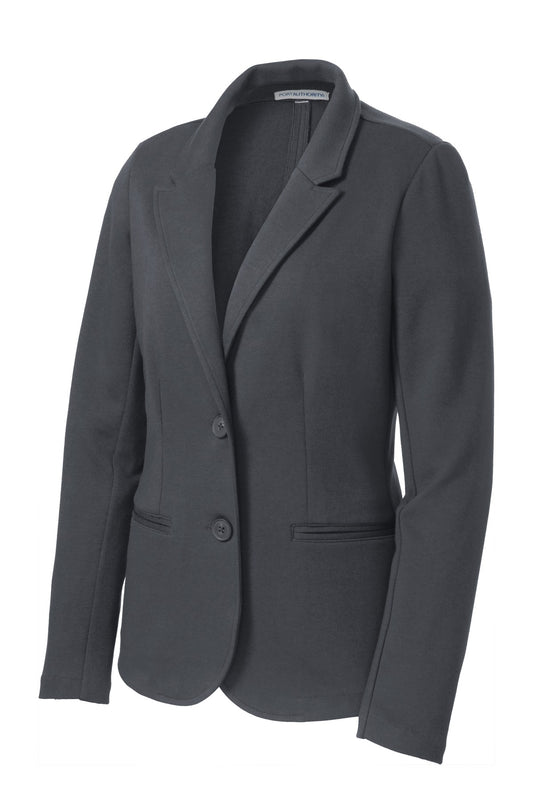 Front View of Battleship Gry Port Authority Women's Knit Blazer. LM2000