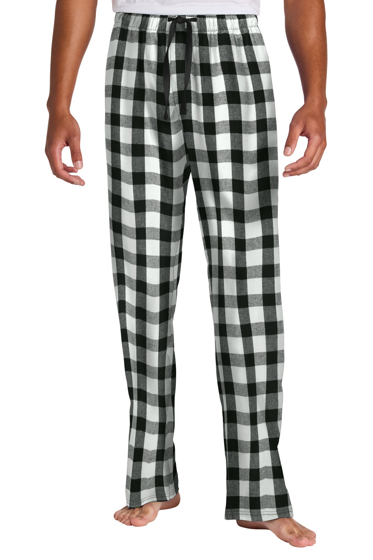 Front View of Bk/WBfflCk District Flannel Plaid Pant. DT1800