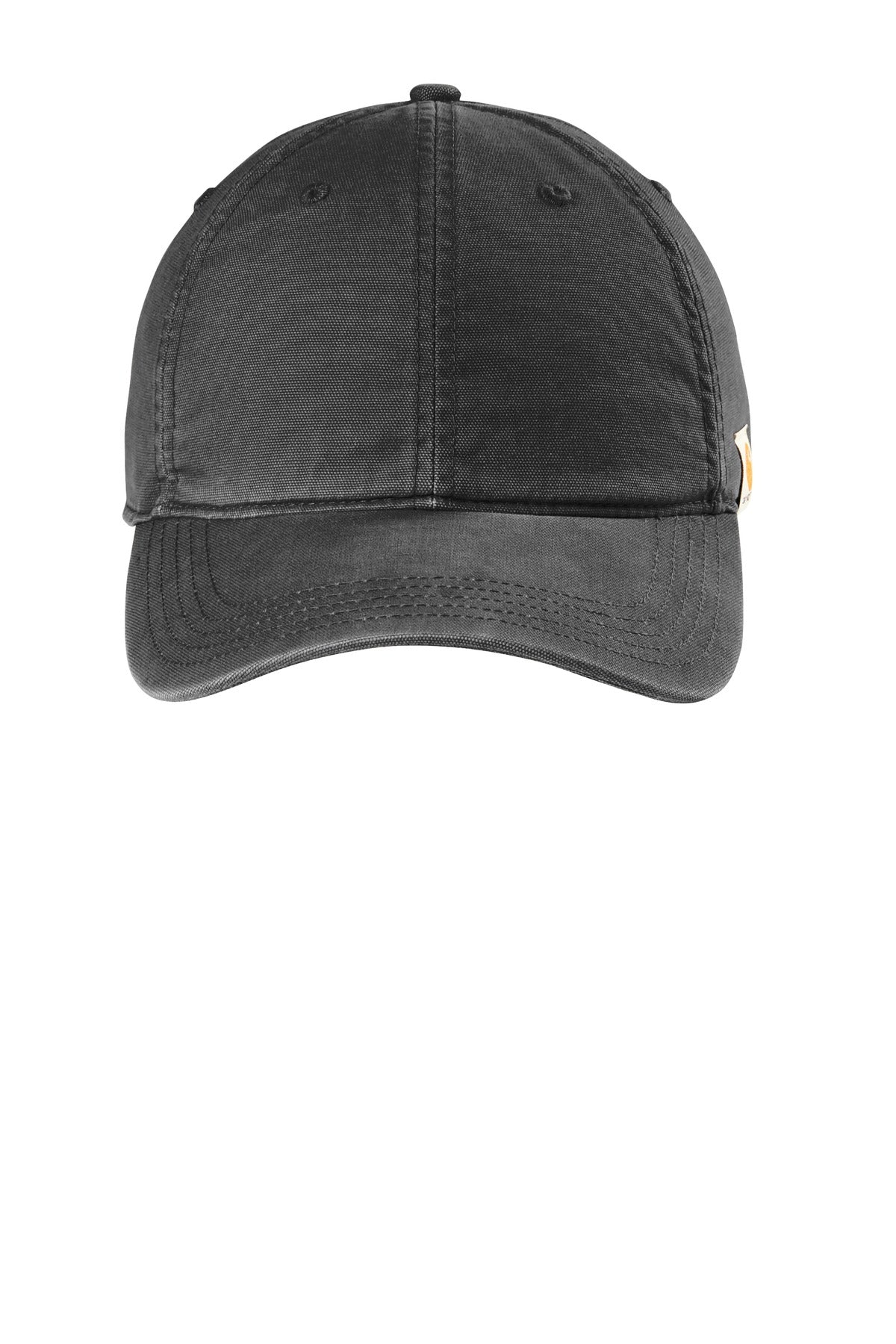 Front View of Black Carhartt Cotton Canvas Cap CT103938
