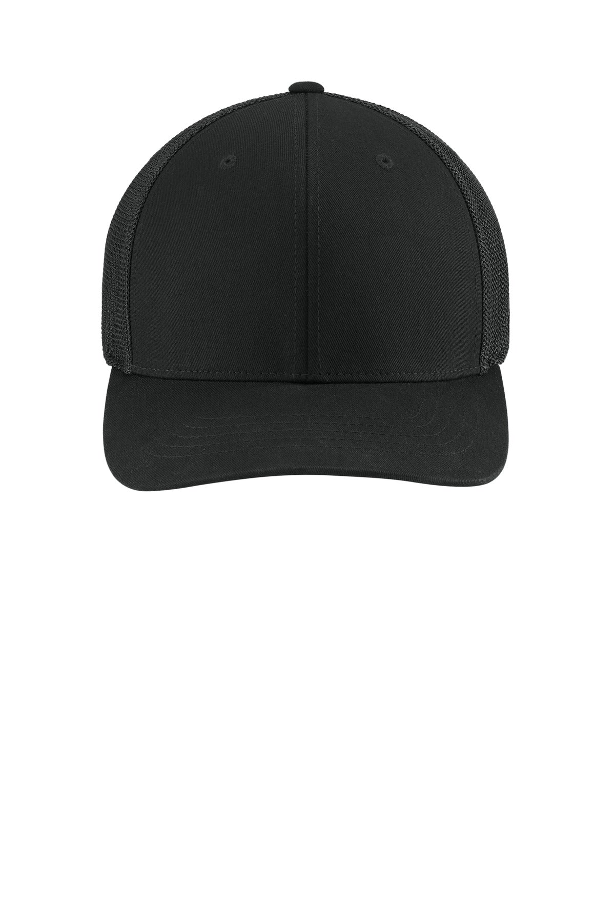 Front View of Black Carhartt Flexfit 110 Mesh Back Cap CT106577