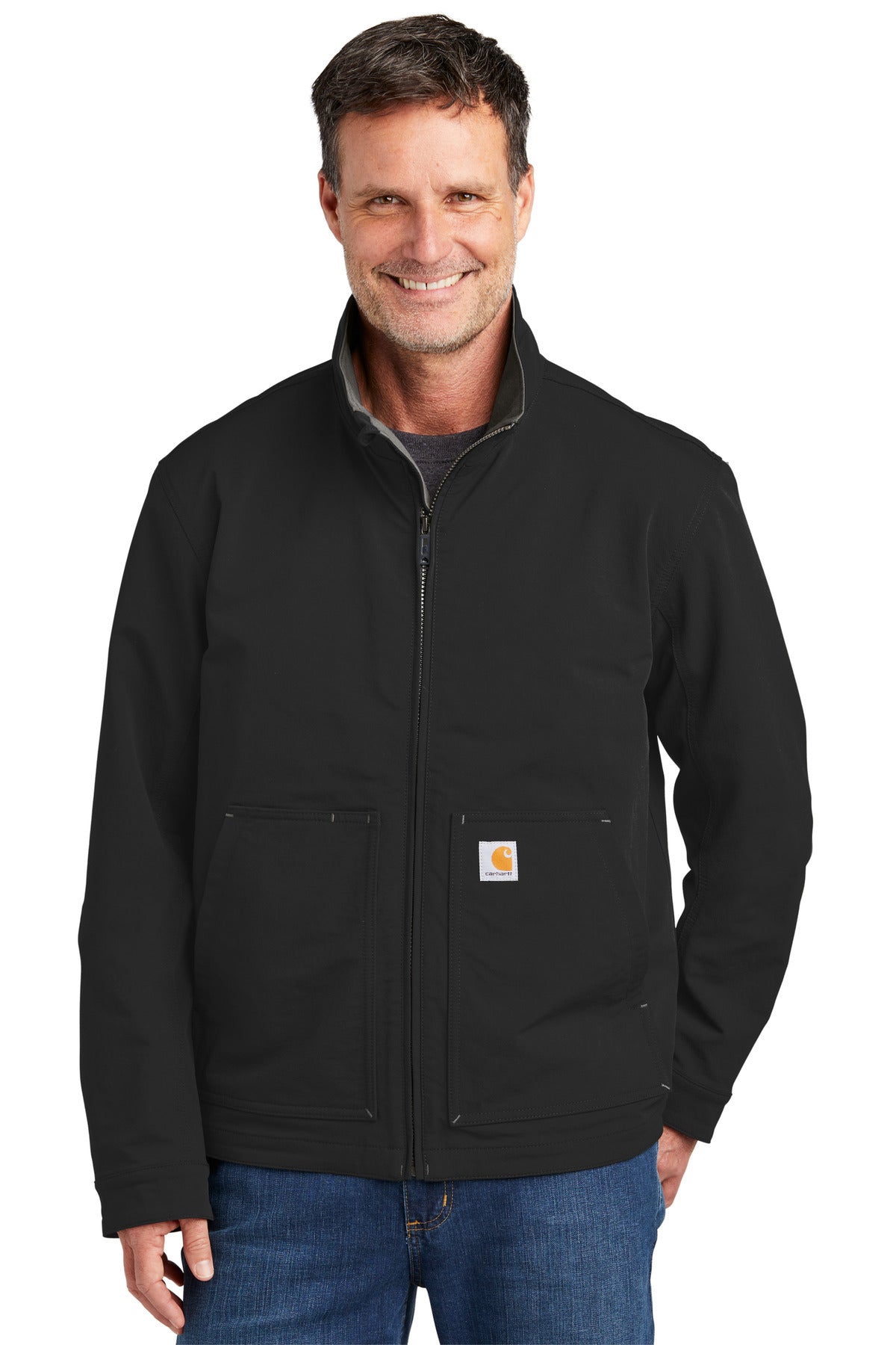 Front View of Black Carhartt Super Dux Soft Shell Jacket CT105534