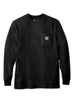 Front View of Black Carhartt Workwear Pocket Long Sleeve T-Shirt. CTK126