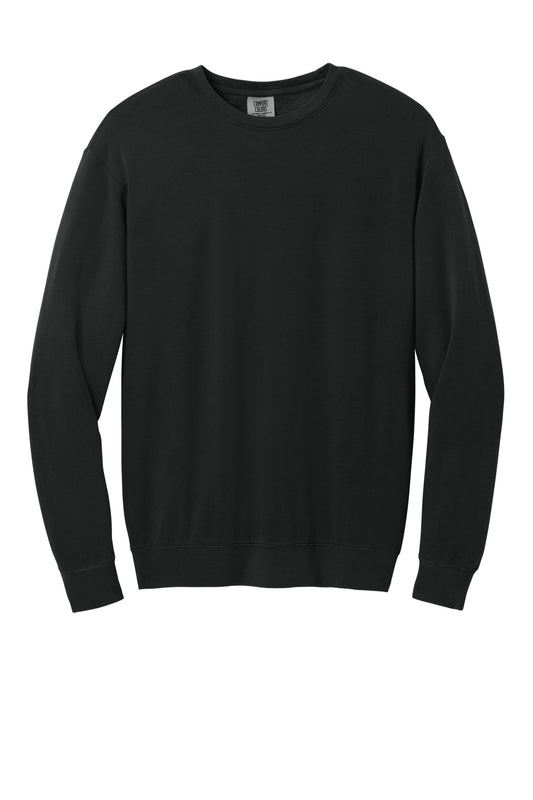 Front View of Black Comfort Colors Lightweight Crewneck Sweatshirt 1466