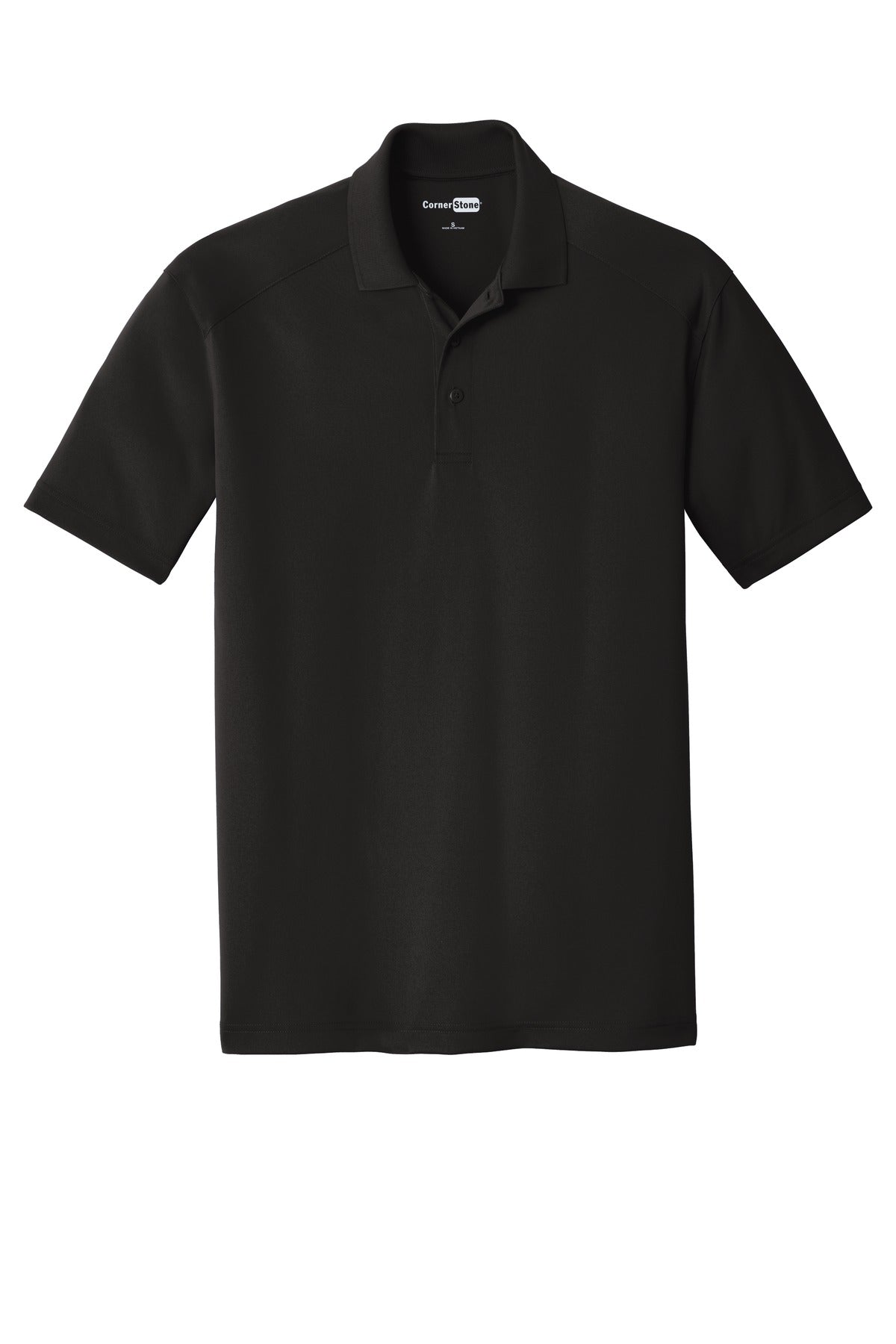 Front View of Black CornerStone Tall Select Lightweight Snag-Proof Polo TLCS418