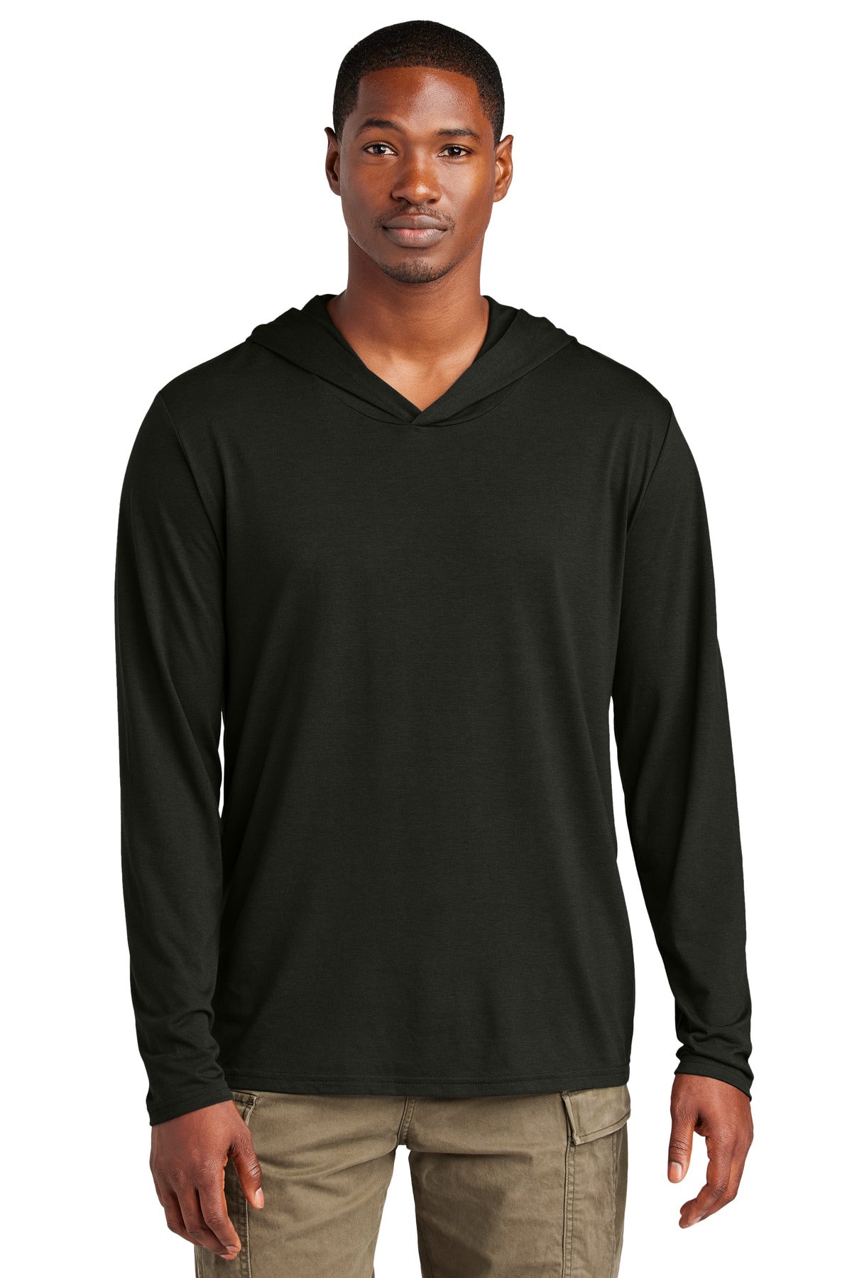 Front View of Black District Perfect Tri Long Sleeve Hoodie. DM139