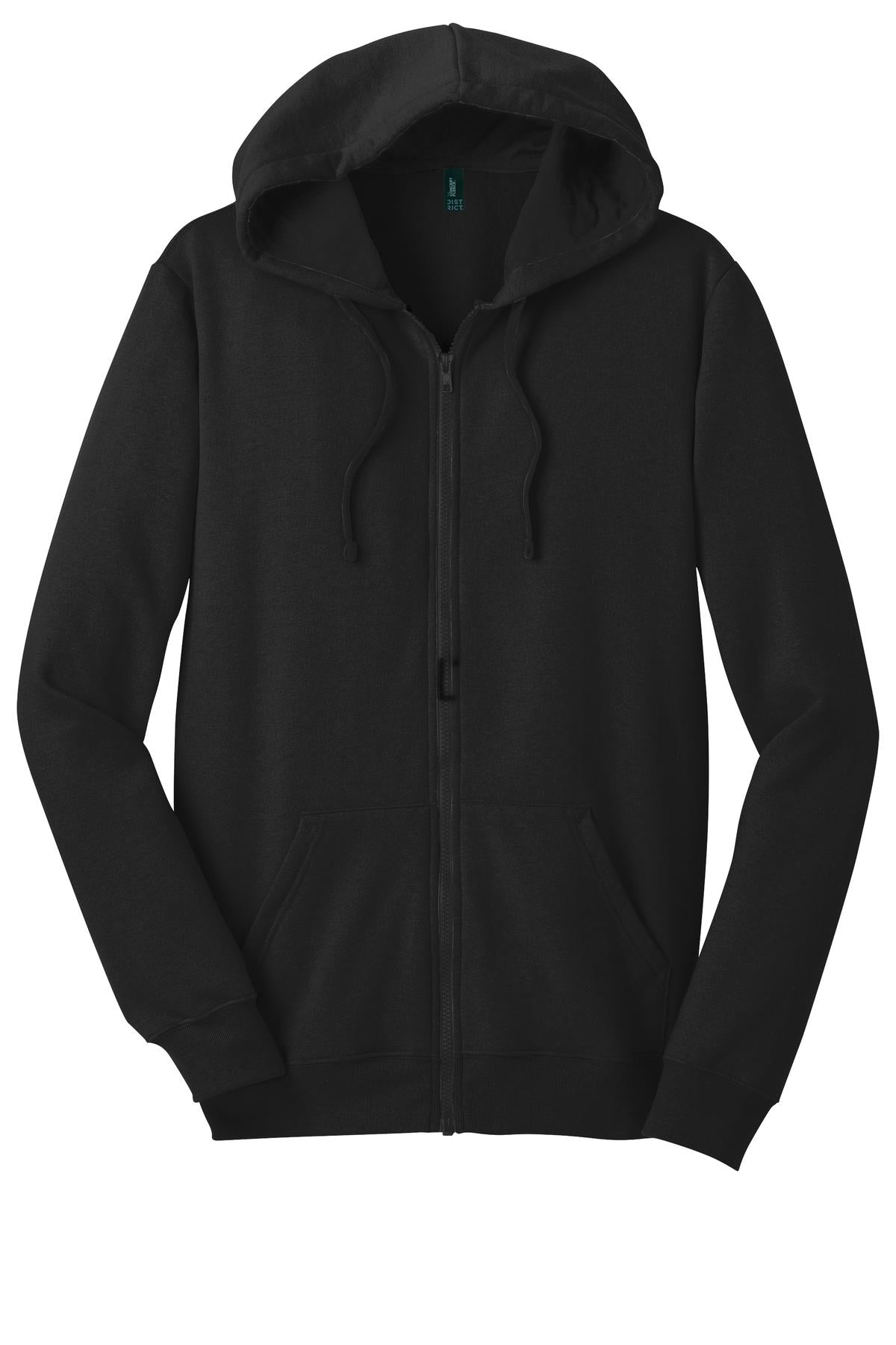 Front View of Black District The Concert Fleece Full-Zip Hoodie. DT800
